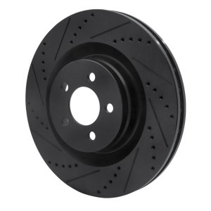 Chrysler 300 Brake Rotor (1) - Front Left - R1 Concepts - Drilled & Slotted - Black - `05-`23